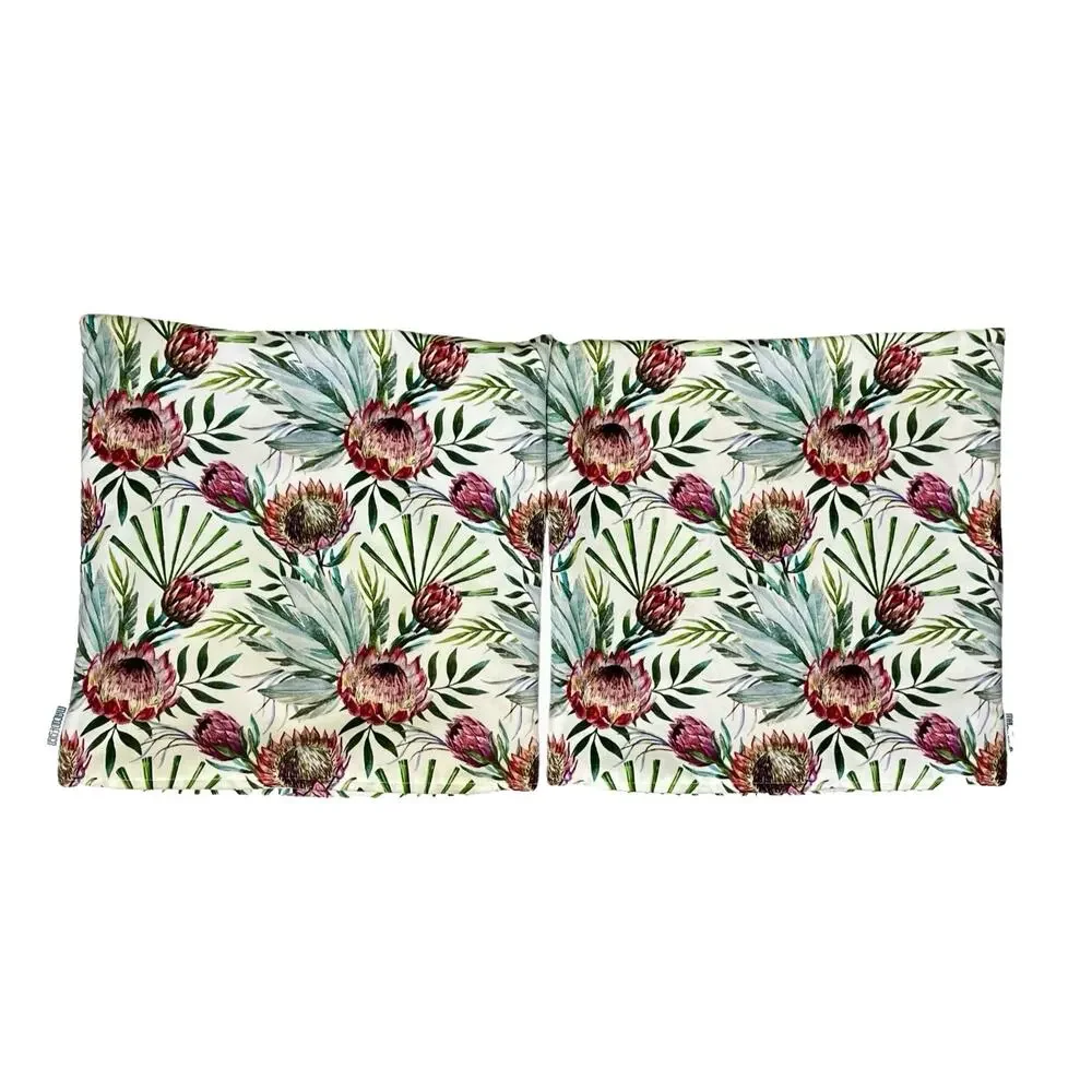 Macodesign 2 Square Pillow Covers Botanical Floral Velvet 14” x 14” Poland Decor